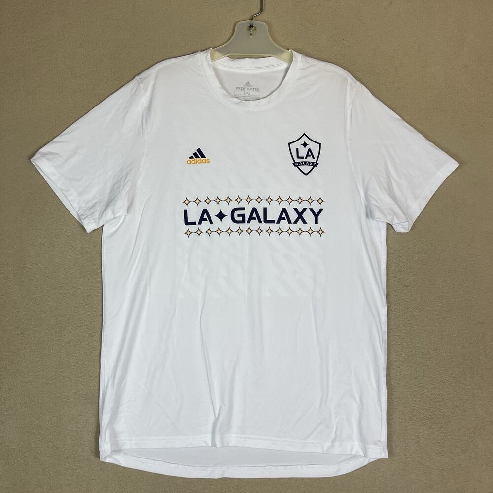 Adidas Creator Tee Mens L‎ White LA Galaxy Football Short Sleeve Crew Neck